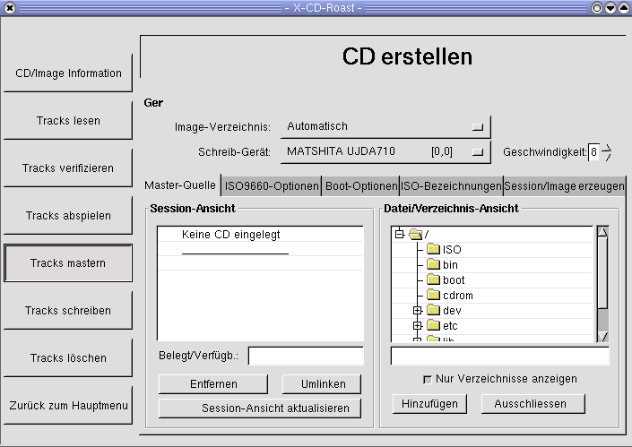 Vor dem Brennen muss die CD zusammengestellt werden